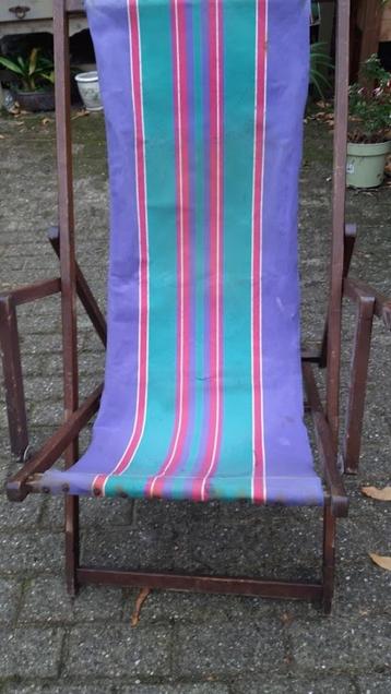 Opvouwbare houten strandstoel canvas 4 standen beschikbaar voor biedingen