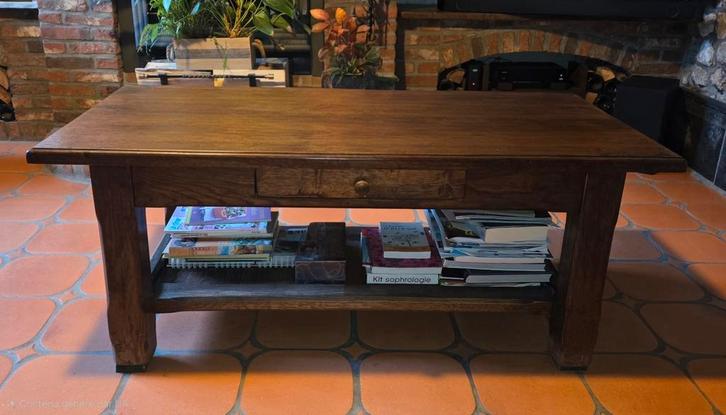 Massief eikenhouten woonkamertafel, Huis en Inrichting, Tafels | Salontafels, Zo goed als nieuw, Minder dan 50 cm, 50 tot 100 cm