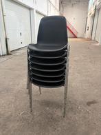 Set van 6 stapelbare stoelen zwart met metalen poten, Huis en Inrichting, Ophalen, Zo goed als nieuw, Zwart, Kunststof