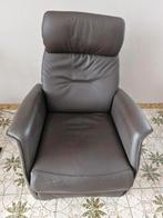 Elektrische relaxzetel, bruin leder, 2 motor, Huis en Inrichting, Ophalen