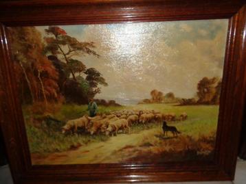 *Belle grande peinture ancienne signée (19e siècle)