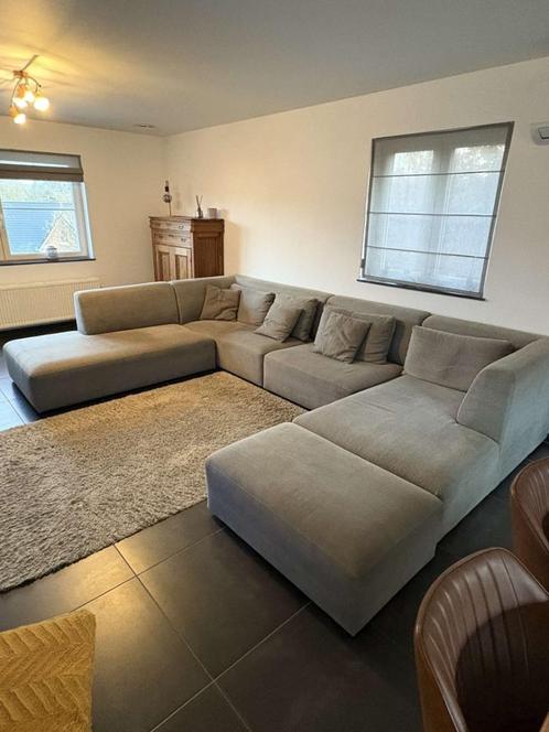 Grijze zetel, Huis en Inrichting, Zetels | Zetels, Gebruikt, Hoekbank, Overige maten, 300 cm of meer, Minder dan 75 cm, Stof, Ophalen