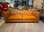 Originele Engelse  Chesterfield 3,5 zits bank Vintage Cognac, Huis en Inrichting, Ophalen of Verzenden