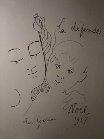 Jean Cocteau. 1957. Oude gravure. beschikbaar voor biedingen
