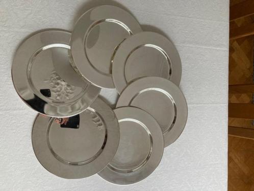Zes verzilverde onderborden, Huis en Inrichting, Keuken | Servies, Zo goed als nieuw, Bord(en), Overige materialen, Ophalen of Verzenden