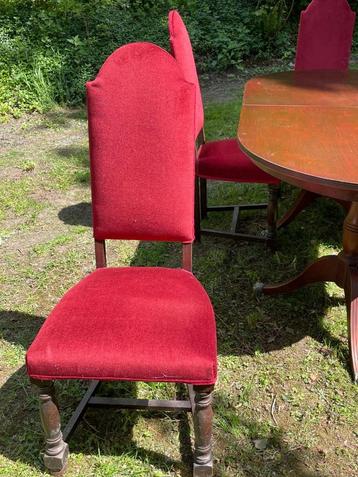 Table (acajou) avec 5 chaises en velours rouge, Maison & Meubles, Tables | Tables à manger, Cinq personnes ou plus, Enlèvement