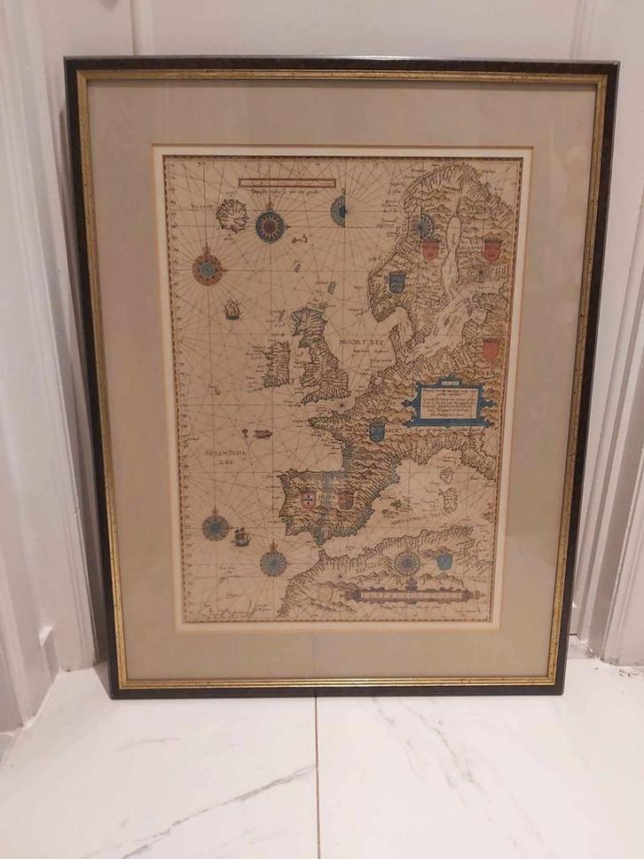 Grote vintage map, Antiek en Kunst, Kunst | Tekeningen en Fotografie, Ophalen of Verzenden