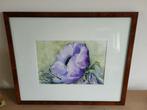 Schilderij in wortelhout kader met glas, Ophalen, Zo goed als nieuw, Schilderij, Minder dan 50 cm