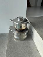 Demeyere rvs pottenset 18/10–2 kookpotten met deksels, Huis en Inrichting, Overige materialen, Gebruikt, Keramische plaat, Pannenset
