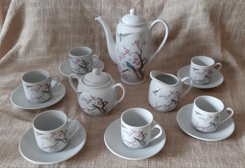 Koffieservies porselein compleet, Antiek en Kunst, Antiek | Servies compleet, Ophalen of Verzenden