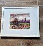 AQUAREL  MEYERS D – Kerk van Moerkerke ingekaderd, Ophalen