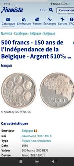 👑Piece Argent Type 2 "510/1000"  indep Belgique 1830/1980, Enlèvement ou Envoi, Argent, Argent