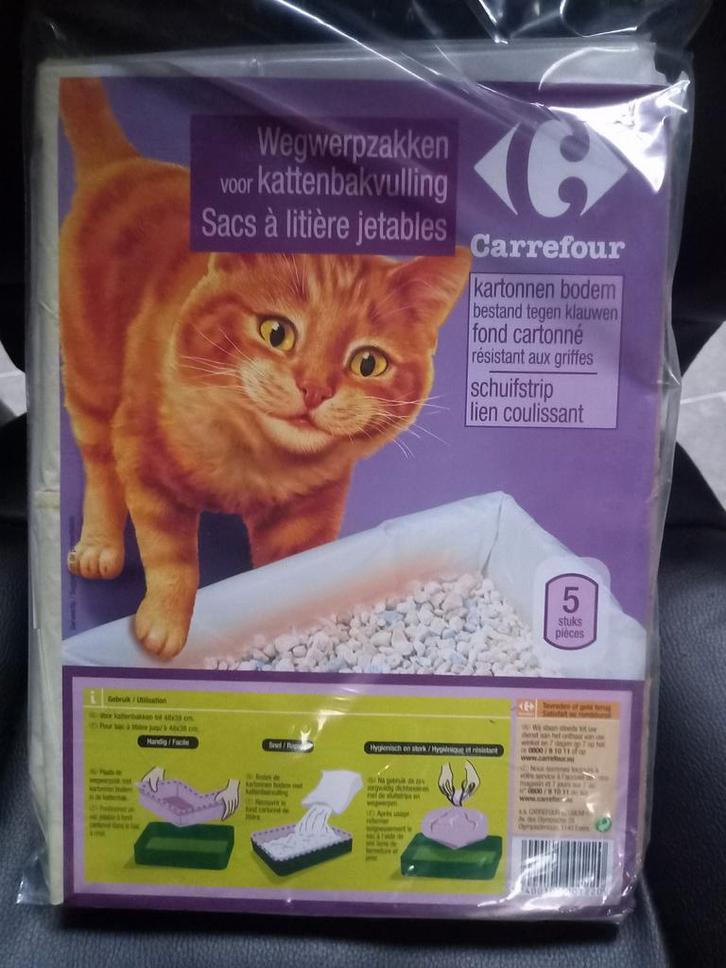 CARREFOUR KATTENBAKZAKKEN MET KARTON ALS ONDERGROND, Dieren en Toebehoren, Dierenvoeding, Kat, Ophalen of Verzenden