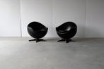 Meurop Mars vintage fauteuils in zwart kunstleer, Huis en Inrichting, Ophalen of Verzenden