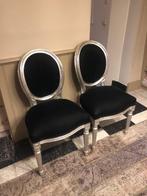 modern-barokke stoelen zilver/zwart velours, Hout, Zwart, Ophalen