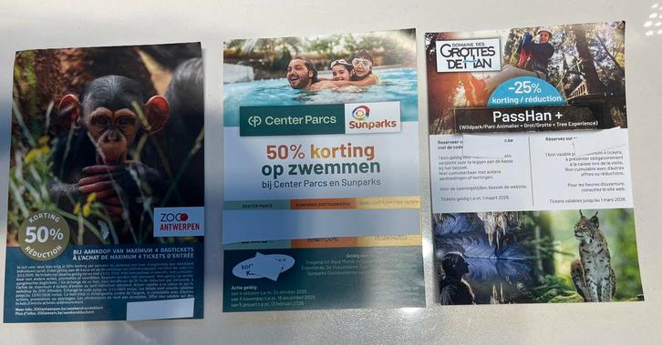 Kortingsbonnen center parcs Zoo en sunparks, Tickets en Kaartjes, Recreatie | Dierentuinen
