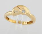 Prachtige 18 karaat Gouden Dames Ring met 3 Diamanten M18.5, Avec pierre précieuse, Or, 18 à 19, Femme