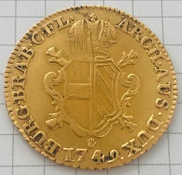 Gouden dubbel Soverain 1749 Antwerpen beschikbaar voor biedingen