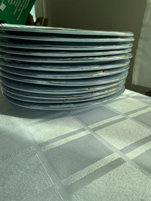Set 12 vis borden, Huis en Inrichting, Keuken | Servies, Gebruikt, Bord(en), Overige stijlen, Porselein, Ophalen