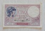 France 1939 - 5 Francs ‘Violet’- No Y.65540 - P# 83a, Postzegels en Munten, Los biljet, Overige landen, Verzenden