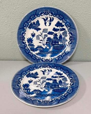 2X antiek Bord 1940 Blue Willow Japan Japans japanese borden beschikbaar voor biedingen
