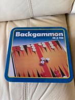 Backgammon, spel, in metalen doosje, nieuwe staat, Hobby en Vrije tijd, Ophalen, Zo goed als nieuw