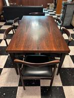 Vintage eettafel met 6 stoelen., Huis en Inrichting, Tafels | Eettafels, Ophalen, Gebruikt, 100 tot 150 cm, Deense stijl
