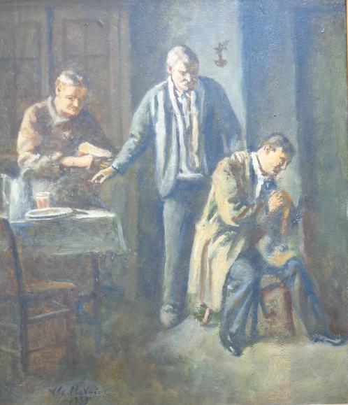 ALPHONSE MATAIVE / VERLOREN ZOON / OLIEVERF / 46x41cm KADER, Antiek en Kunst, Kunst | Schilderijen | Klassiek, Ophalen of Verzenden
