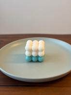 Bubble Candle Bubble Cube Sojakaars – Wit & Mint Handgemaakt, Ophalen of Verzenden, Nieuw, Wit, Kaars