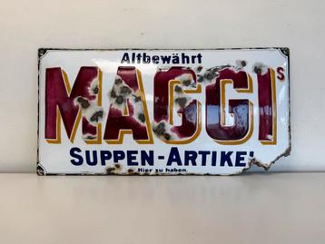 Panneau publicitaire en émail Maggi's, Enlèvement ou Envoi, Utilisé, Panneau publicitaire