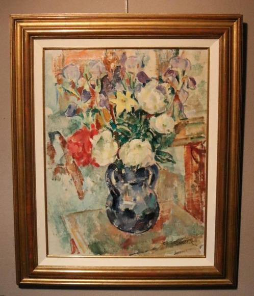 Ernest Albert (1900-1976) – Groot bloemstilleven, Antiek en Kunst, Kunst | Schilderijen | Klassiek, Ophalen of Verzenden