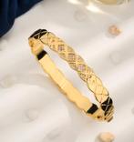 Met zirkonium ingelegde kruisarmband, Handtassen en Accessoires, Armbanden, Ophalen of Verzenden, Nieuw, Goud, Goud
