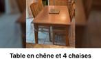 Table en chêne et 4 chaises, Maison & Meubles, Chambre à coucher | Tables de chevet, Comme neuf