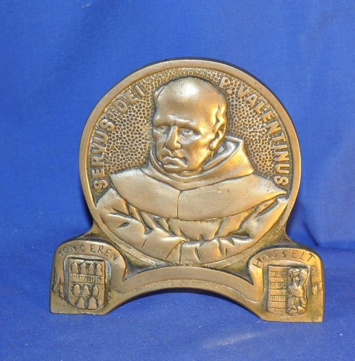 plaque en bronze pere valentinus  tongre hasselt, Antiek en Kunst, Antiek | Religieuze voorwerpen, Ophalen of Verzenden
