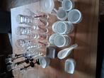 73 verrines en verre comprenant 2 6 petits verre sur pied, Verzamelen, Glas en Drinkglazen, Ophalen, Gebruikt