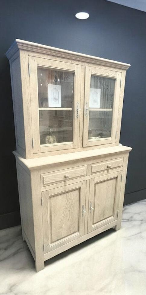 DRESSOIR MET AIRBRUSH VOOR TWEE DELEN EN VITRINEKAST, Huis en Inrichting, Kasten | Buffetkasten, Zo goed als nieuw, Eikenhout