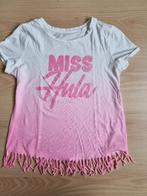 Wit/roze T-shirt met franjes - maat 146-152, Kinderen en Baby's, Kinderkleding | Maat 152, C&A, Meisje, Gebruikt, Ophalen of Verzenden