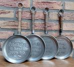4 Tinnen spreukpannen - Houten steel - In uitstekende staat, Antiek en Kunst, Antiek | Wandborden en Tegels, Ophalen of Verzenden