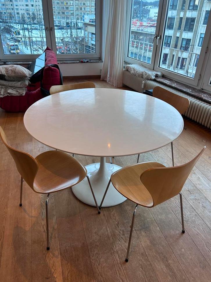 Kwalitatieve Ronde Tulip-stijl Eettafel – Wit – 120 cm, Huis en Inrichting, Tafels | Eettafels, Gebruikt, Ophalen