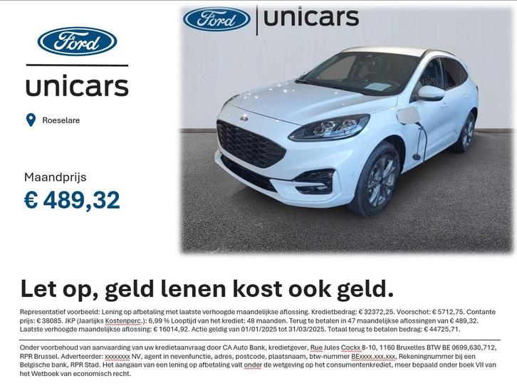 Ford Kuga ST LINE X - 2.5 PHEV 225PK - DAGINSCHRIJVING, Auto's, Ford, Te koop, Kuga, Bluetooth, Cruise Control, Electronic Stability Program (ESP)