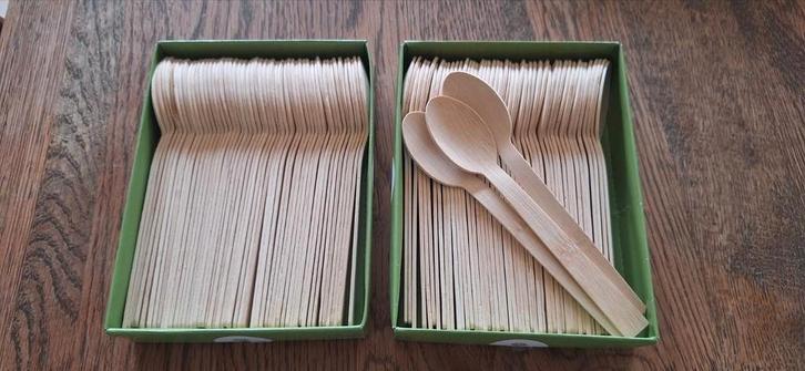 Cuillères en bambou (100 pièces), Maison & Meubles, Cuisine | Couverts, Enlèvement ou Envoi