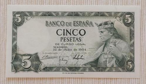Spain 1954 - 5 Pesetas - ‘Alfonso X the Wise’ - No F9167335, Postzegels en Munten, Bankbiljetten | Europa | Niet-Eurobiljetten