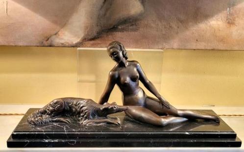 ✔️ Grote bronzen sculptuur Art-Deco 30s', Antiek en Kunst, Kunst | Beelden en Houtsnijwerken, Ophalen of Verzenden