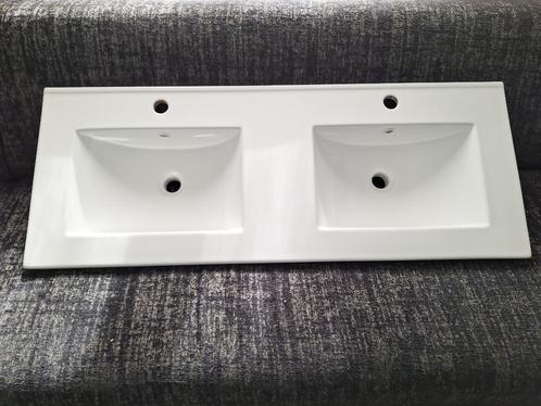Dubbele porseleinen wasbak 120 cm, Doe-het-zelf en Bouw, Sanitair, Nieuw, Wastafel, Steen, Ophalen of Verzenden