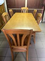 Prachtige eiken tafel en 6 stoelen, 50 tot 100 cm, 150 tot 200 cm, Gebruikt, Rechthoekig