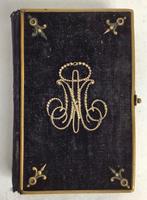 Antiek religieus boek 1871 met velours messing bladgoud, Antiek en Kunst, Ophalen of Verzenden