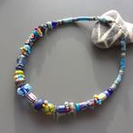 Halsketting met antieke ruilkralen en kunstenaarskralen, Ophalen of Verzenden, Nieuw, Blauw, Overige materialen