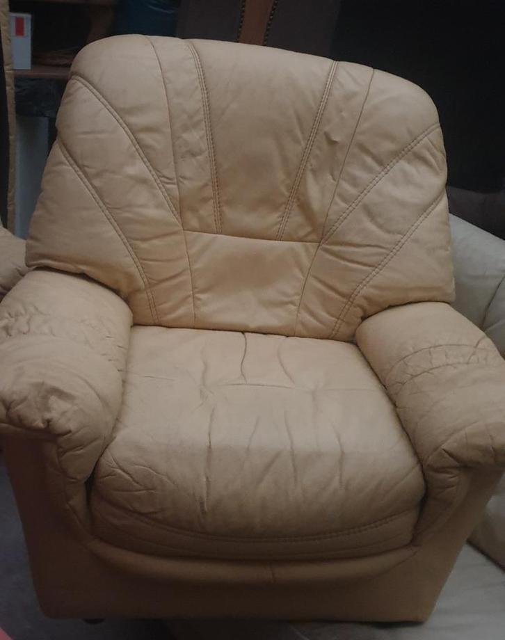 Salon cuir jaune divan/lit 3+1+1, Maison & Meubles, Canapés | Salons, Cuir, Enlèvement