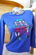 blauw T-shirt leuke dames, Blauw, Lange mouw, Maat 36 (S), Gedragen