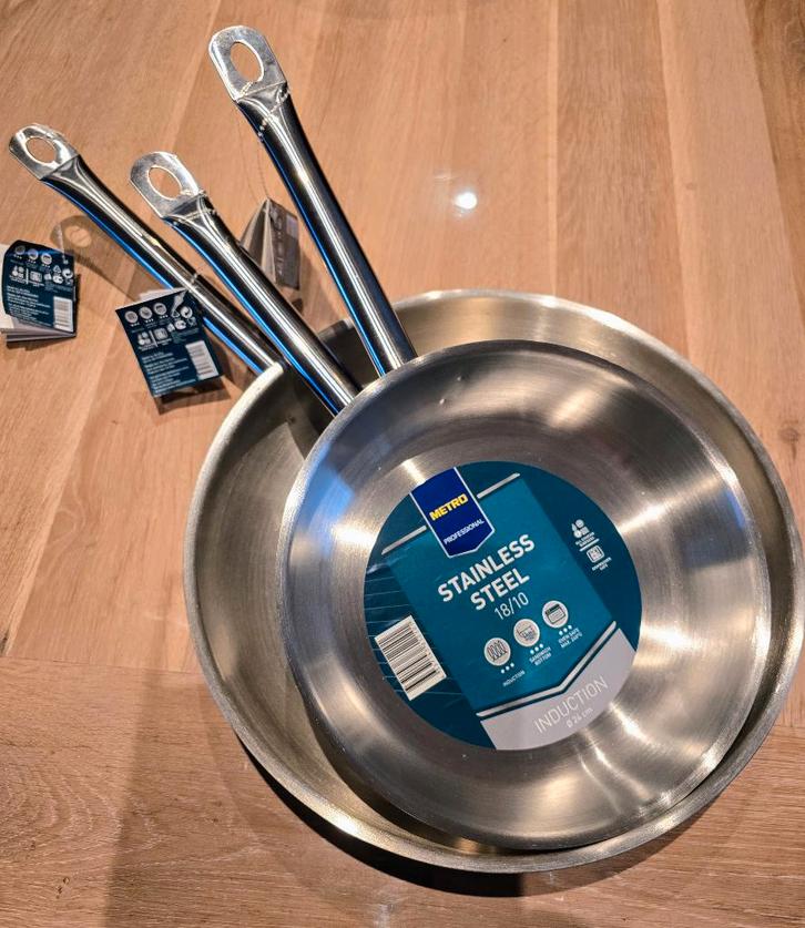 Poêles à frire PROFESSIONAL en acier inoxydable 18/10, Maison & Meubles, Cuisine | Casseroles & Poêles, Neuf, Poêle à frire ou Sauteuse